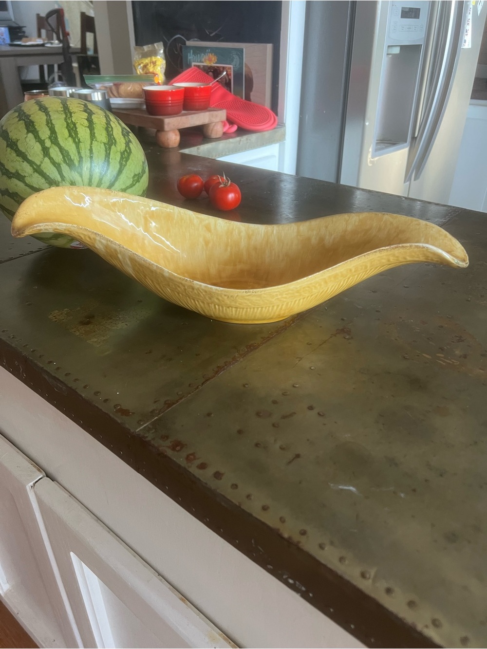 Yellow Antique Ceramic Decorative Bowl
